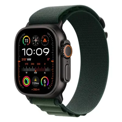 Apple Watch 49/44/45/46mm tmavě zelený alpský tah s černým titanem M