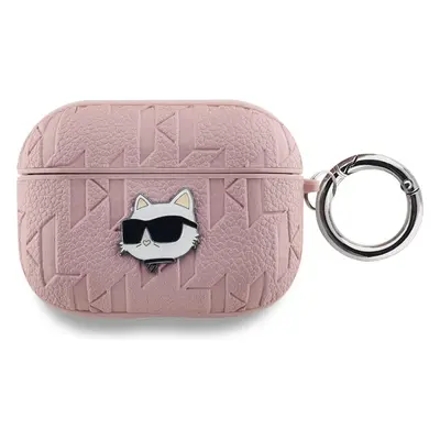 Karl Lagerfeld PU Embossed Choupette Head pouzdro AirPods Pro růžové