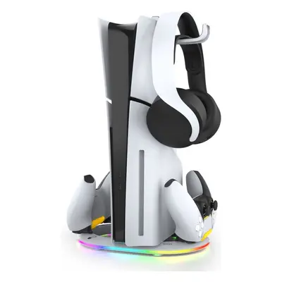 iPega P5S045 Vertikální Nabíjecí Stojan s RGB pro PS5/PS5 Slim bílý