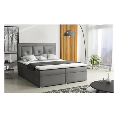 Americká postel boxspring CS34011, s matrací a úložným prostorem, světle šedá 160x200cm