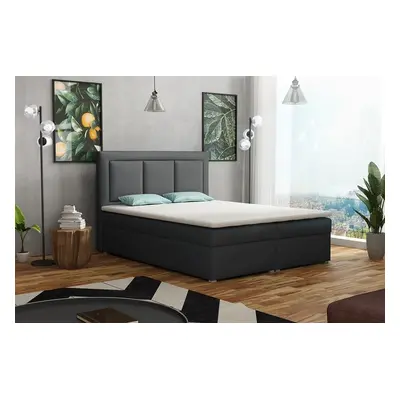 Americká postel boxspring CS34010, s matrací a úložným prostorem, tmavě šedá, 140x200cm