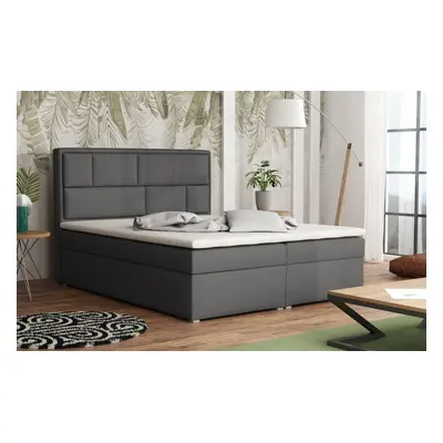 Americká postel boxspring CS34013, s matrací a úložným prostorem, tmavě šedá látka, 140x200 cm