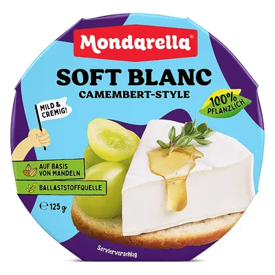 Rostlinný sýr typu CAMEMBERT s bílou plísní, MONDARELLA, 125 g VEGAN