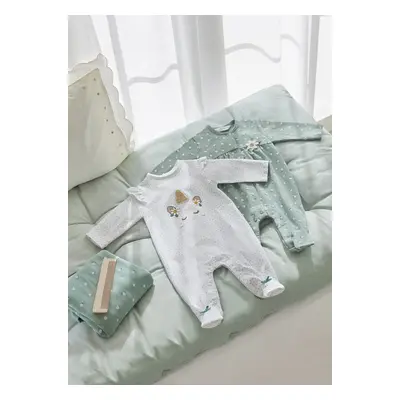 2 pack bavlněných overálků JEDNOROŽEC zelené NEWBORN Mayoral