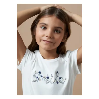 Tričko s krátkým rukávem basic SMILE bílé JUNIOR Mayoral