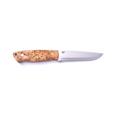 Brisa Trapper 115 Elmax Scandi Stabilized Curly Birch Sheath Bushcraft 115