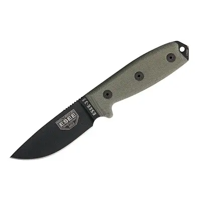 ESEE 3 MIL-P-B 1095 Green Canvas Micarta, Black Sheath, MOLLE Back