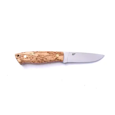 Brisa Trapper 95 Elmax Flat Stabilized Curly Birch Sheath Bushcraft 95