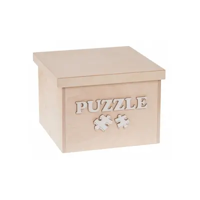 FK Dřevěný box na hračky - Puzzle 25x25x20 cm, Přírodní