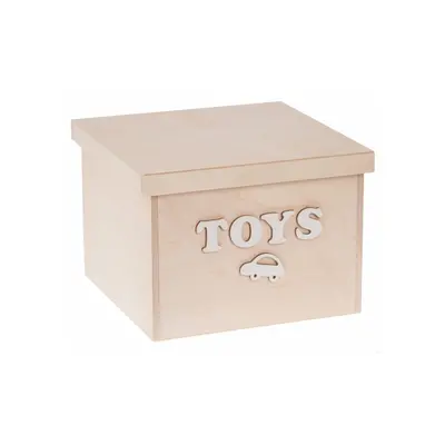 FK Dřevěný box na hračky - Toys 20x20x15 cm, Přírodní