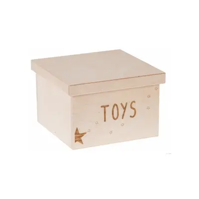 FK Dřevěný box na hračky - Toys gravír 20x20x15 cm, Přírodní