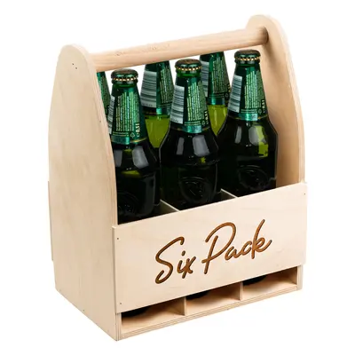 FK Dřevěný nosič na 6 piv SIX PACK - 32x26x16 cm, Přírodní