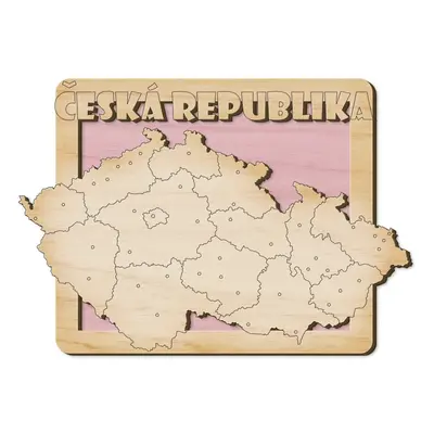 FK Dřevěná magnetka - mapa Česká republika - 9,2 x 6,5 cm Barva dřeva: Růžová