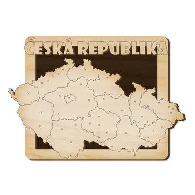 FK Dřevěná magnetka - mapa Česká republika - 9,2 x 6,5 cm Barva dřeva: Tmavá hnědá