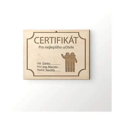 FK Certifikát - Nejlepší učitel