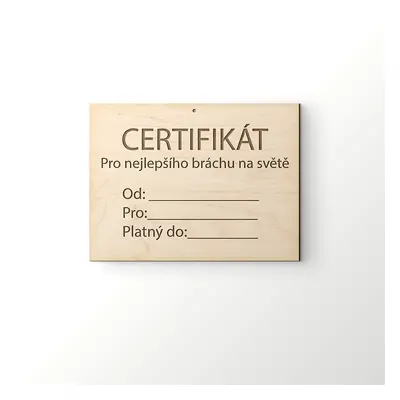 FK Certifikát - Pro nejlepšího bráchu