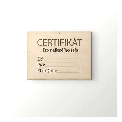 FK Certifikát - Pro nejlepšího šéfa