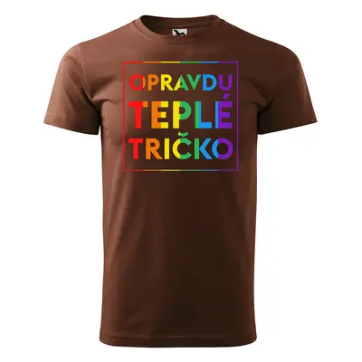 Tričko s potiskem - Opravdu teplé tričko - hnědé 2XL