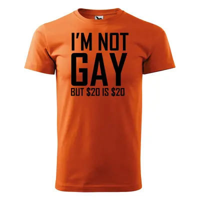 Tričko s potiskem I am not gay, but... - oranžové S