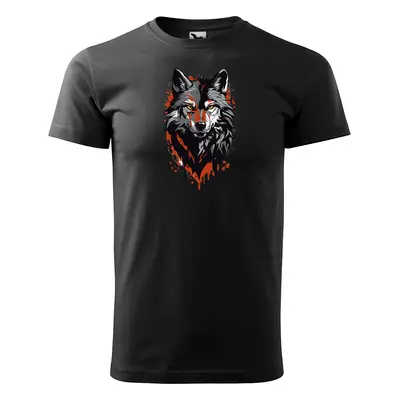 Tričko s potiskem Wolf paint 1 - černé 5XL