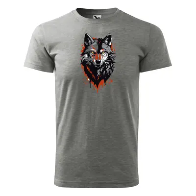 Tričko s potiskem Wolf paint 1 - šedé 3XL