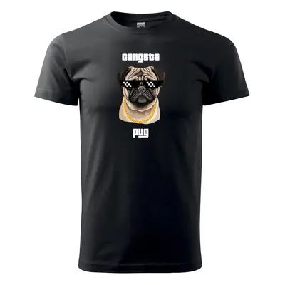 Tričko s potiskem Gangsta pug - černé L