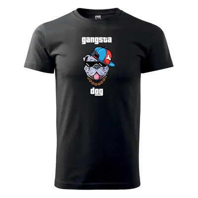 Tričko s potiskem Gangsta dog - černé 2XL