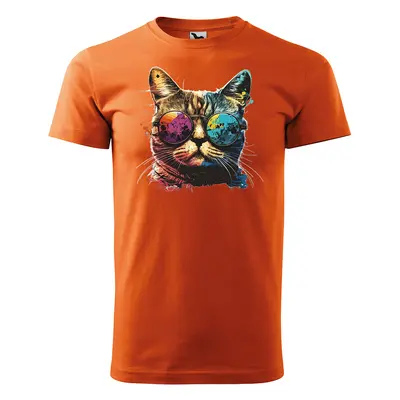 Tričko s potiskem Cool Cat - oranžové 3XL