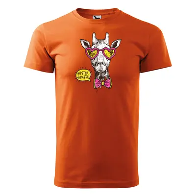 Tričko s potiskem Hipster Giraffe - oranžové 2XL