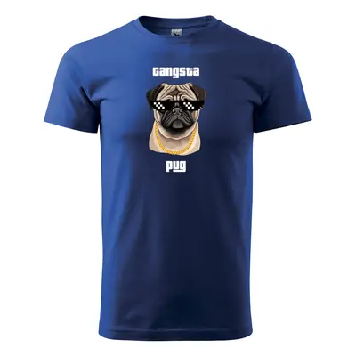 Tričko s potiskem Gangsta pug - modré L