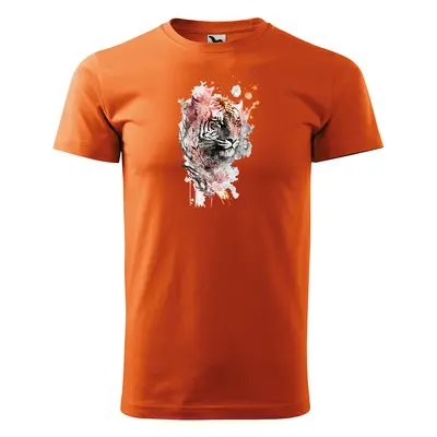 Tričko s potiskem Tiger Paint 1 - oranžové 4XL