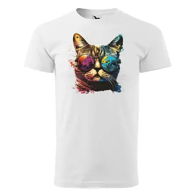 Tričko s potiskem Cool Cat - bílé 2XL