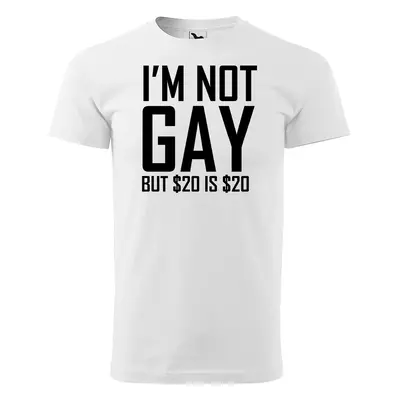 Tričko s potiskem I am not gay, but... - bílé 3XL