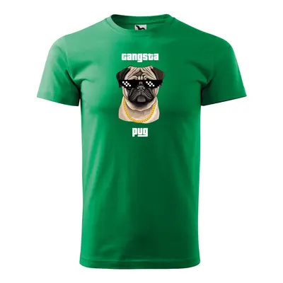 Tričko s potiskem Gangsta pug - zelené XL