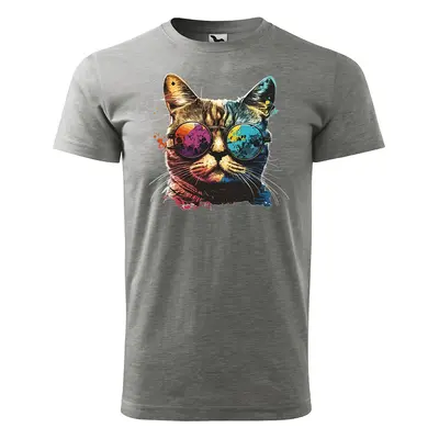 Tričko s potiskem Cool Cat - šedé 2XL