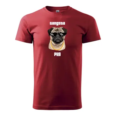 Tričko s potiskem Gangsta pug - červené S