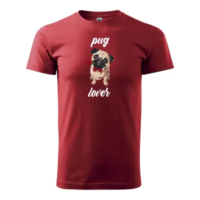 Tričko s potiskem Pug lover - červené M