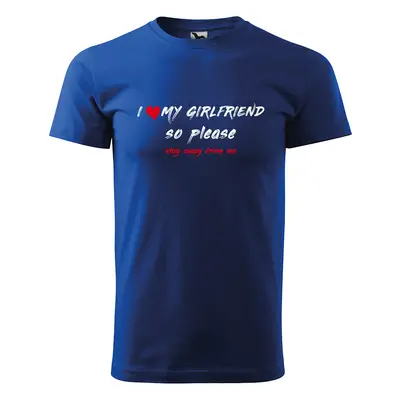 Tričko s potiskem I love my girlfriend - modré 3XL