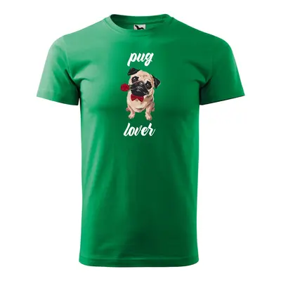 Tričko s potiskem Pug lover - zelené XL