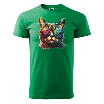 Tričko s potiskem Cool Cat - zelené XL