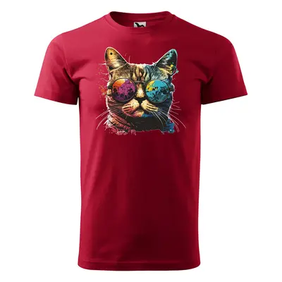 Tričko s potiskem Cool Cat - červené 3XL