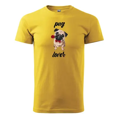 Tričko s potiskem Pug lover - žluté 2XL