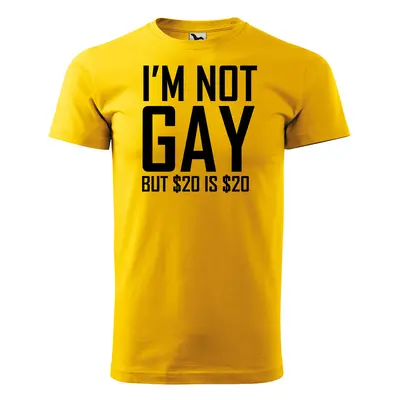 Tričko s potiskem I am not gay, but... - žluté 2XL