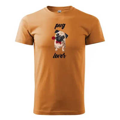 Tričko s potiskem Pug lover - oranžové L