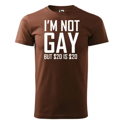 Tričko s potiskem I am not gay, but... - hnědé 2XL