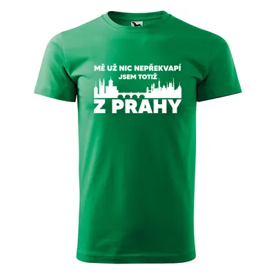 Tričko s potiskem Mě už nic nepřekvapí, jsem z Prahy - zelené 2XL