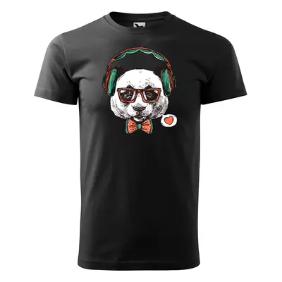 Tričko s potiskem Panda - černé 4XL