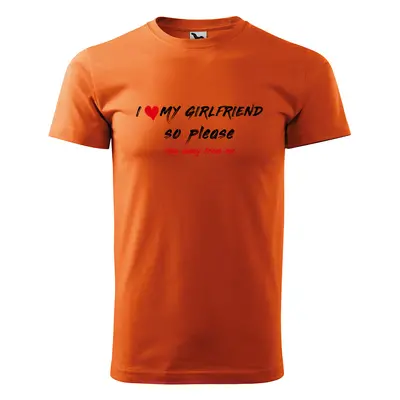 Tričko s potiskem I love my girlfriend - oranžové 4XL