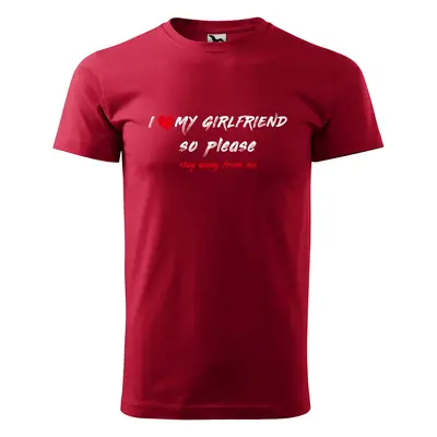 Tričko s potiskem I love my girlfriend - červené 4XL