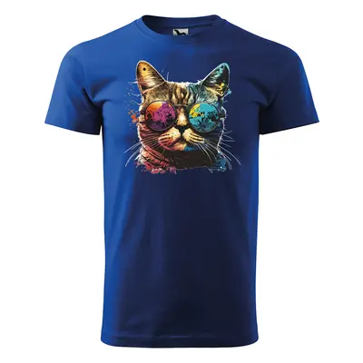 Tričko s potiskem Cool Cat - modré 2XL